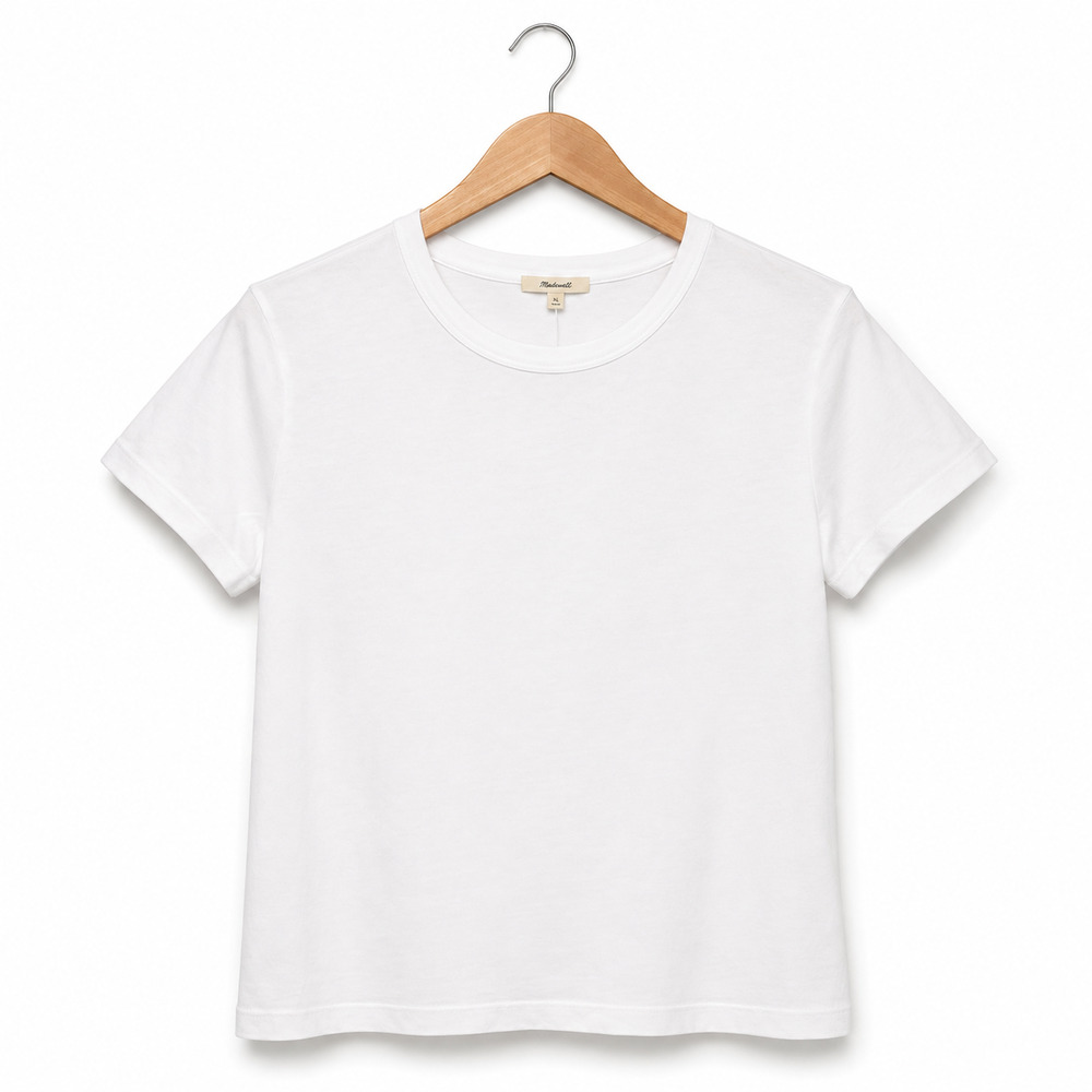 Madewell The Perfect Crewneck Tee Allday Jersey Womens M White 100% Cotton NWT
